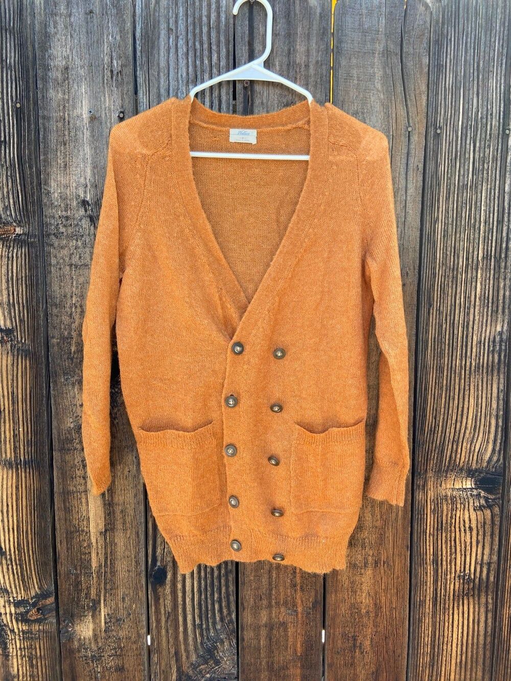 Madewell Size S - Mohair Blend Double Breasted Knit Cardigan in Orange Brown